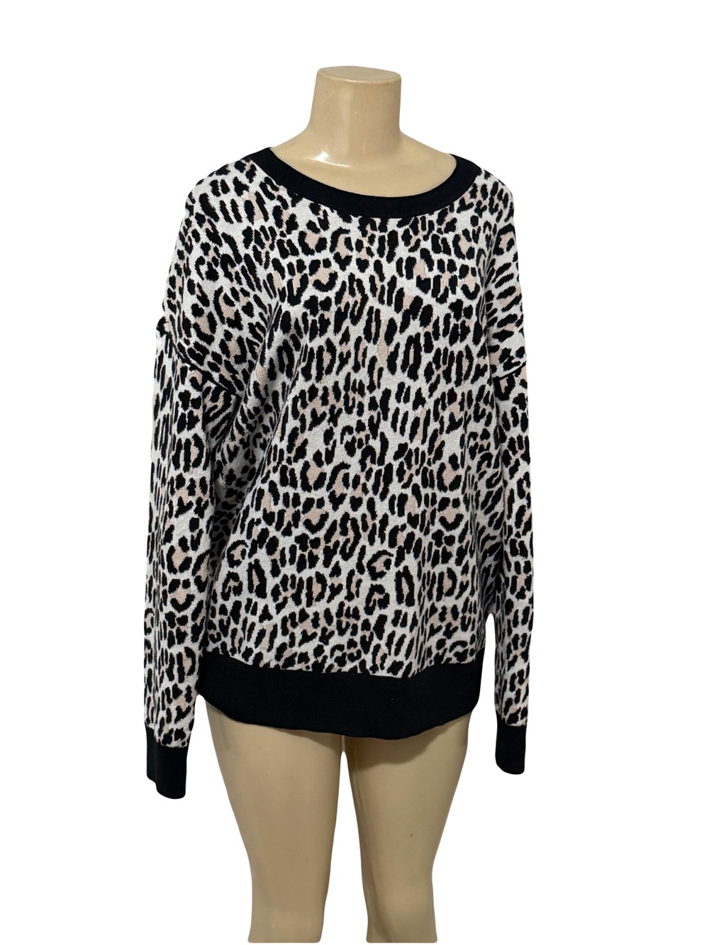 Derek Lam 10 Crosby leopard print crewneck cashmere sweater L